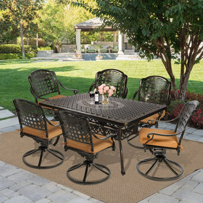 6 - Person Patio Dining Set with Rectangular Table , Cushions Included