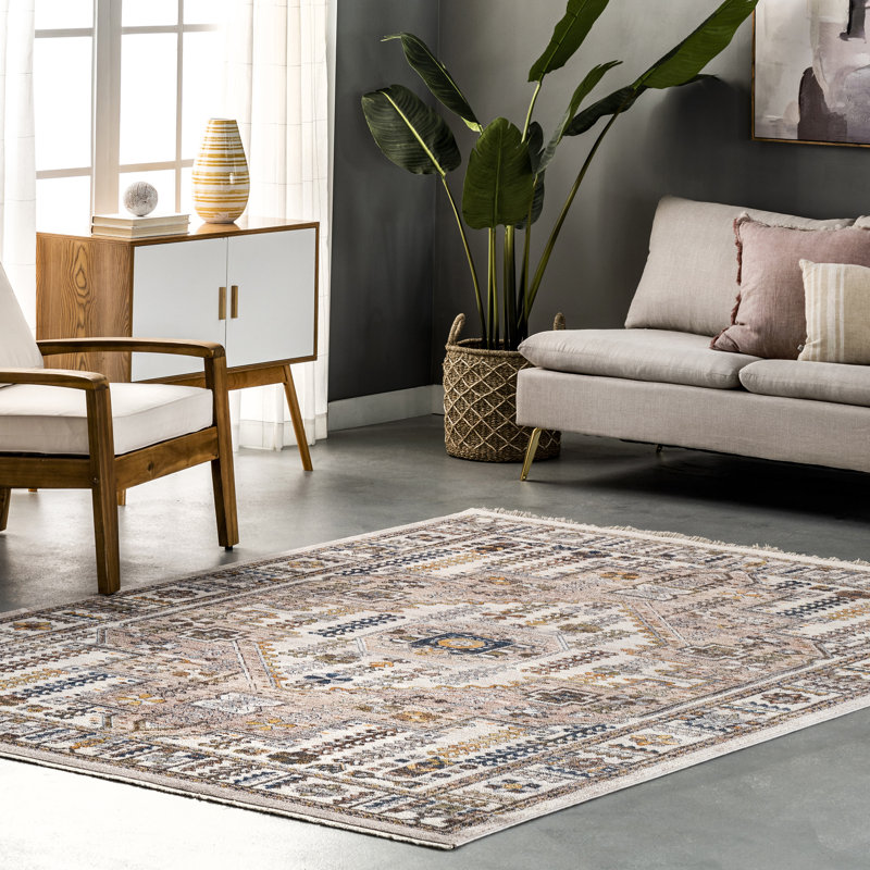 Tapis oriental beige, Rectangle 5 pi x 7 pi 9 po