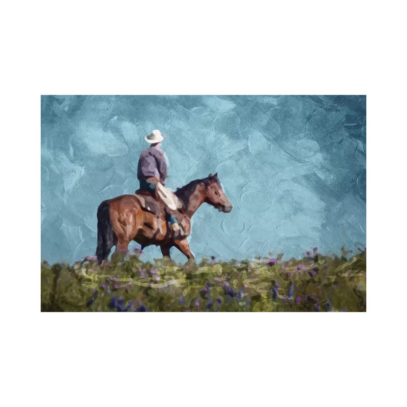 Cowboy Enjoys the Outlook 1 Piece Wrapped Canvas Painting, 101.6 cm H x 66.04 cm W x 3.175 cm D