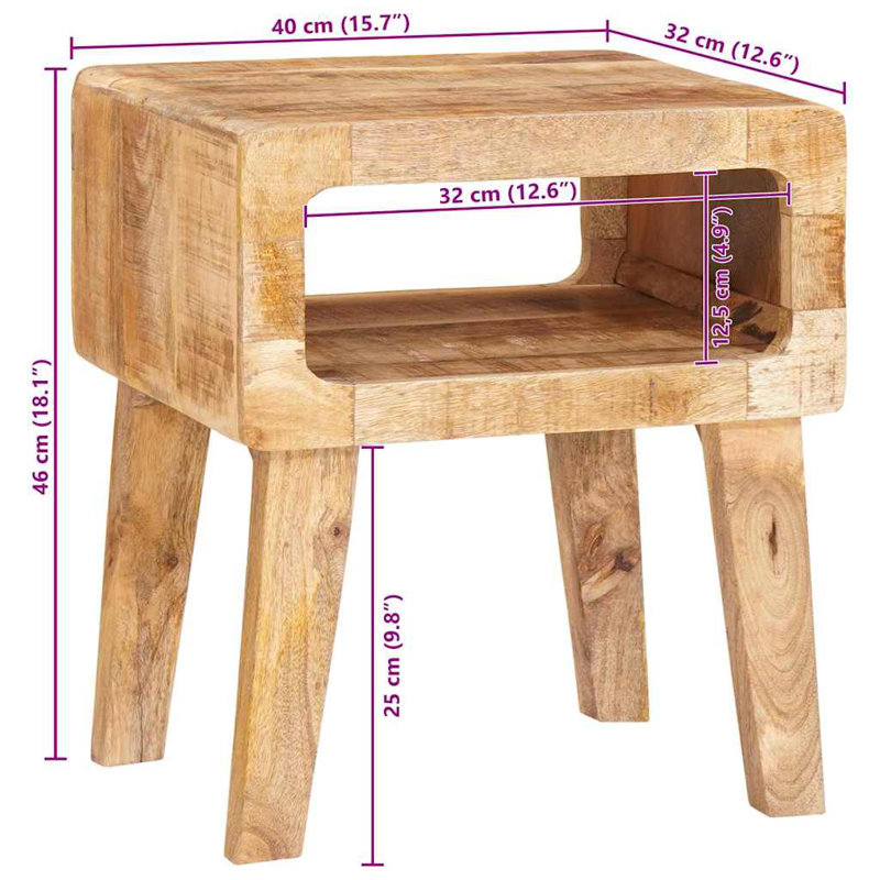 Solid Wood End Table, Light Natural