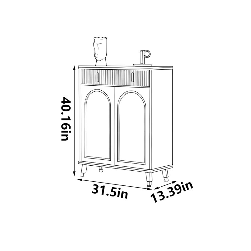 Rangement à chaussures romantique de style français, 40.16" H x 31.5" W x 13.39" D, Noir