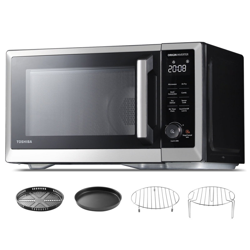 Toshiba 7-in-1 Countertop Microwave Air Fryer Inverter Technology Convection Microwave Smart Sensor, Stainless Steel