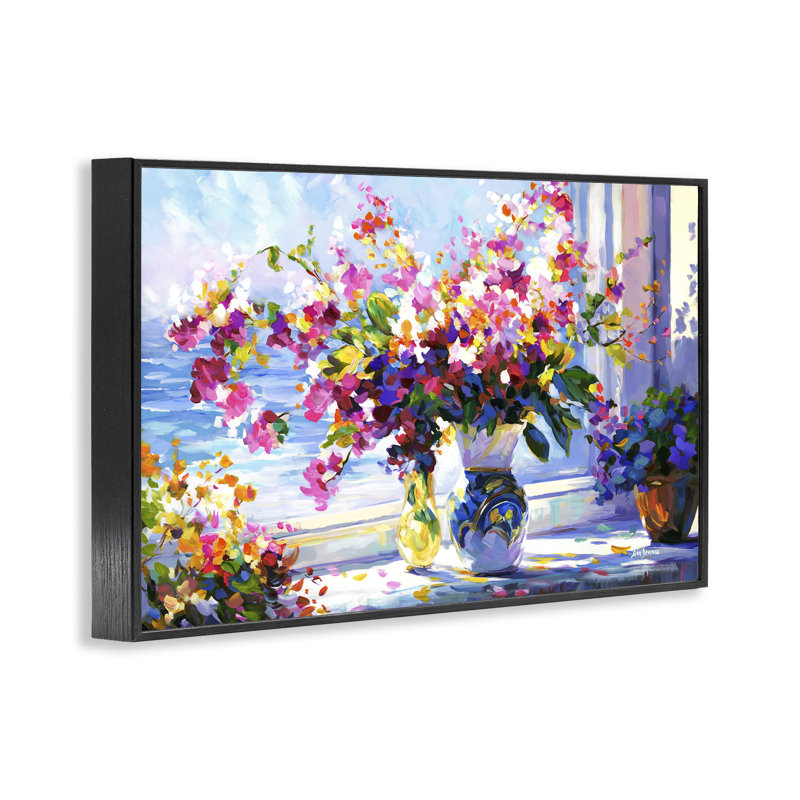 «Morning Sun Blooms Art» par Leon Devenice bg-241, H 12 po x l 18 po, Giclée encadrée noir minuit