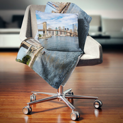 Summer Day Brooklyn Bridge - Cityscape Printed Pillow