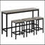 Table de salle à manger à hauteur de comptoir extra longue avec 3 tabourets, ensemble de table de pub avec repose-pieds, gris-994412474