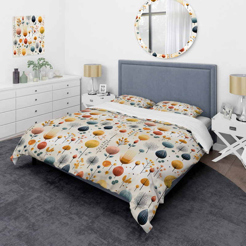 Ensemble de housse de couette Mcm Scandinavian Harmony - Midcentury, Housse de couette simple + 1 taie décorative stan