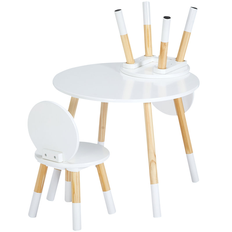 Kids Table and Chairs, Toddler Table and Chair Set, Children Wooden Multi-Activity Table for Play, Art, Craft, Reading, Learning, Eating, 1 Table and 2 Chairs