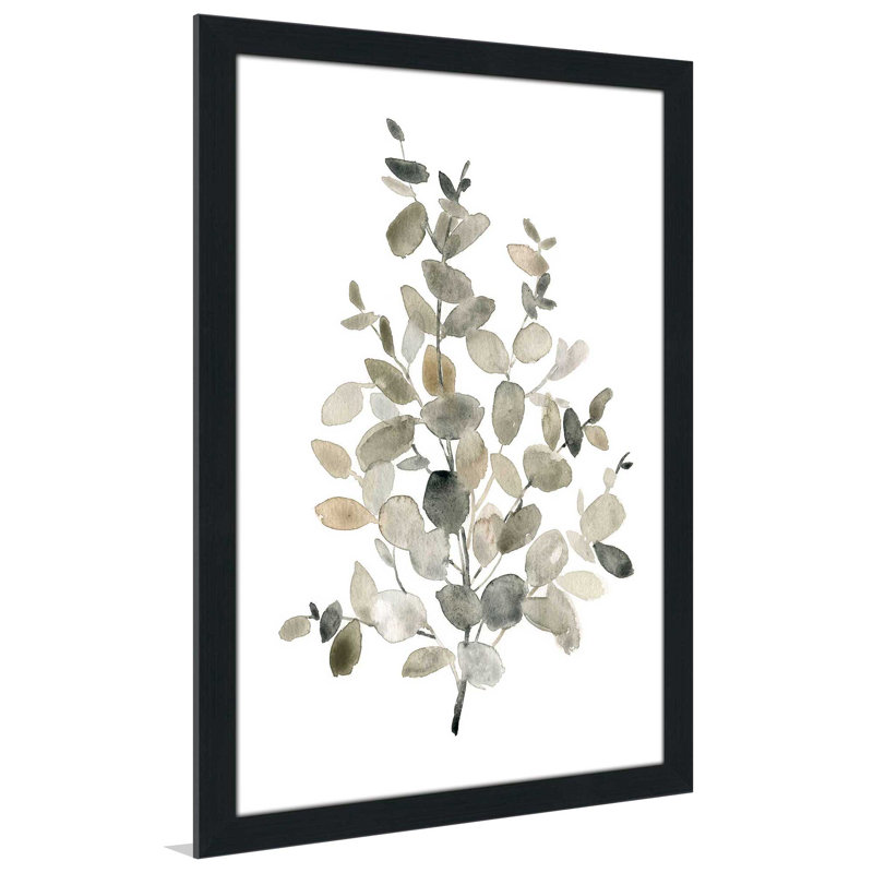 Eucalyptus neutre II - Peinture, L 21,5 po x H 27,5 po, Cadre noir