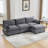 Oversized Modular Sectional Sofa With Movable Ottoman, 4-Seat Modern Corduroy Set, Convertible L-Shaped Couch For Living Room And Office-1691955837