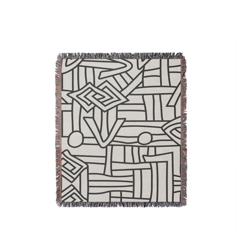 Couverture 100% coton Diof Abstract, Beige / Rouille, Grand