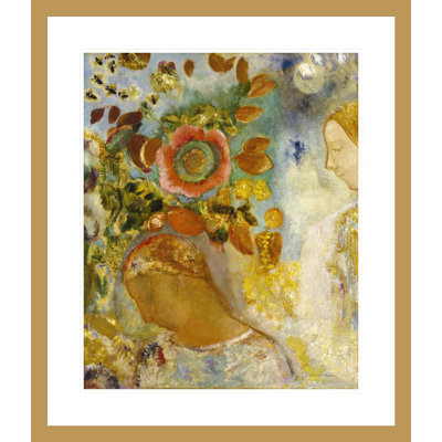 Two Young Girls among Flowers by Odilon Redon -Framed Giclee Print