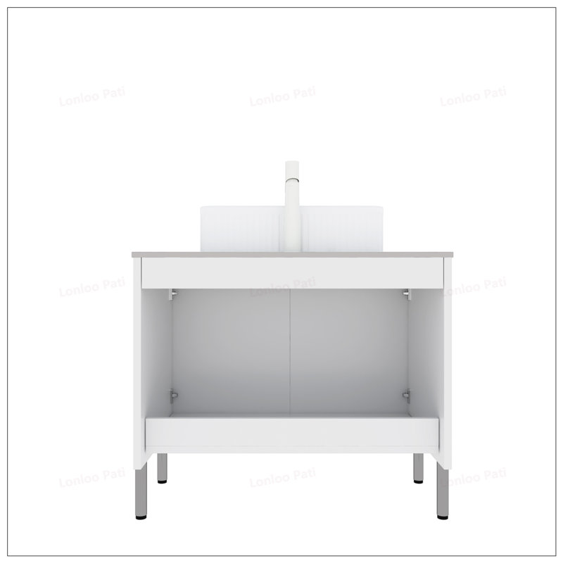Meuble-lavabo de 30 pouces avec lavabo rectangulaire en céramique, Blanc
