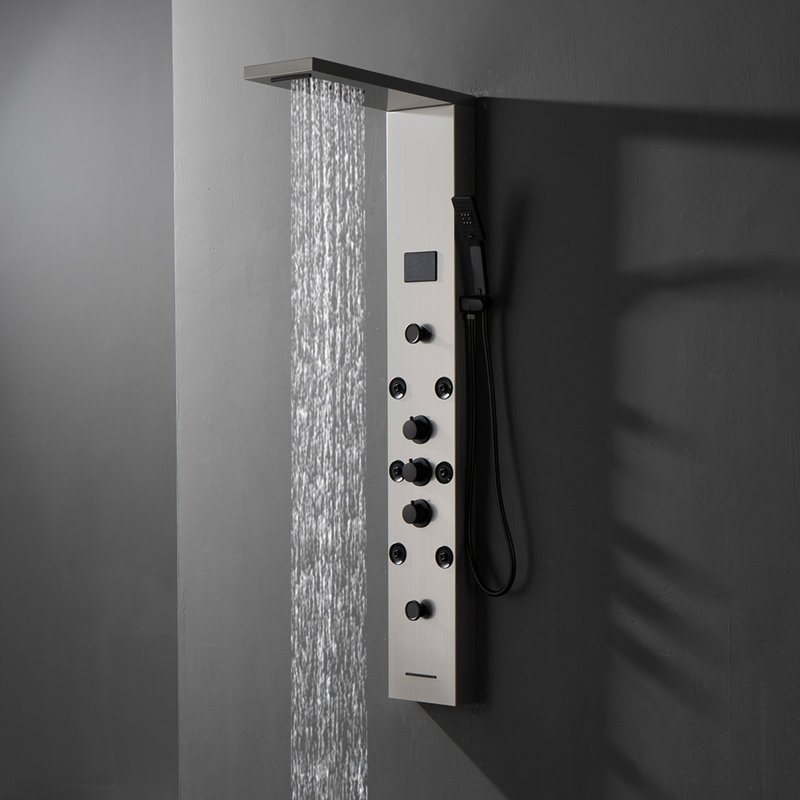 Black Nickel 5-Jet Rainfall Shower Panel System with Handheld Shower