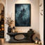 Impression sur toile, château gothique avec cristaux bleus lumineux et Halloween-580724794