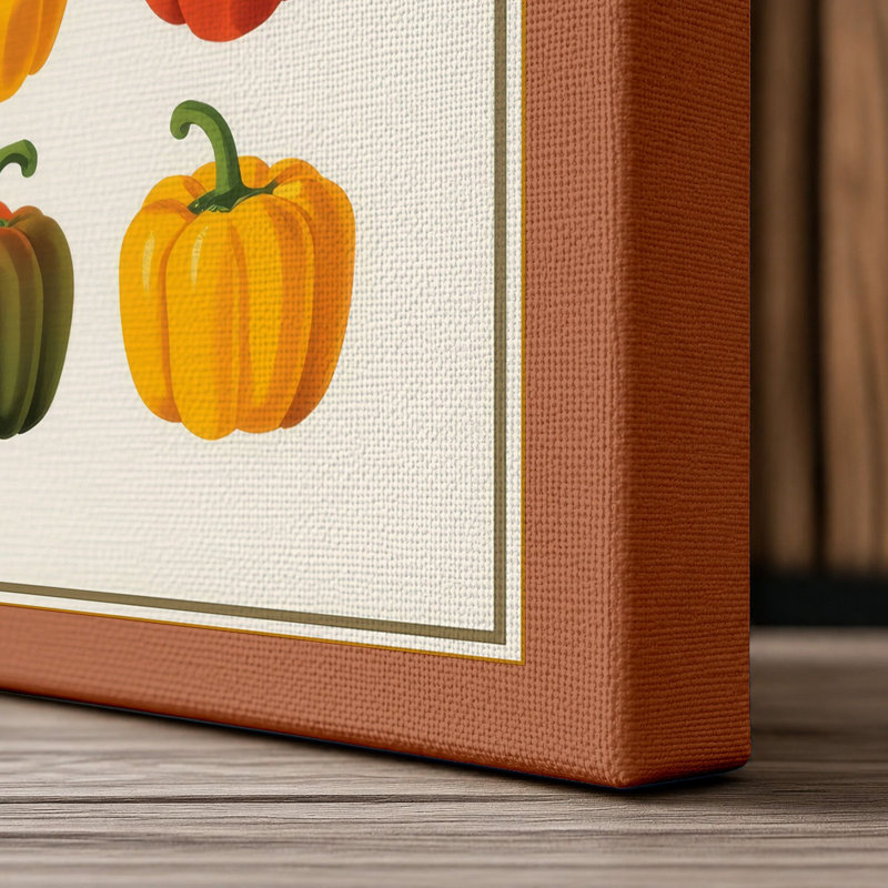 Bell Pepper Study Botanical 1 Piece Wrapped Canvas Wall Art, 36x24 - 91.4 x 61.0 cm, Terracotta Border