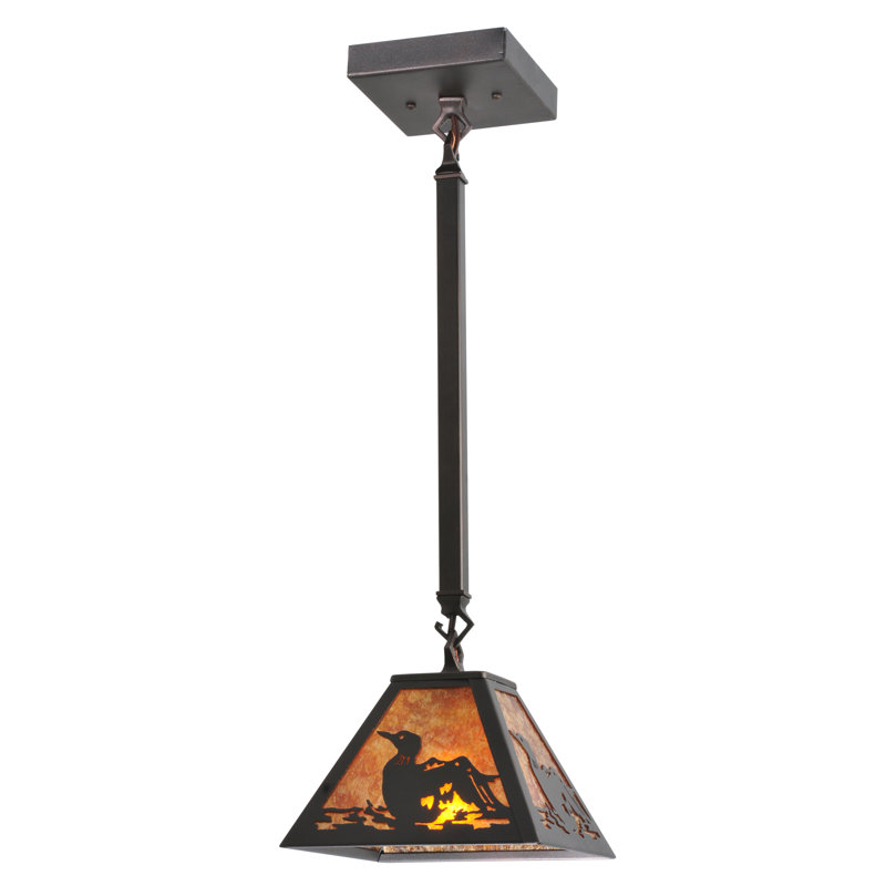 Bronze Mini Pendant with Amber Glass for Indoor/Outdoor Use