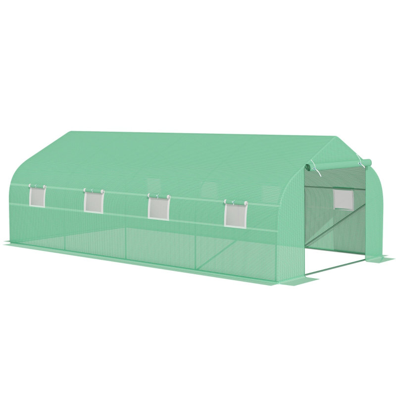 Lirra Traditional Heavy Duty Polytunnel Greenhouse With UV Resistant Cover And Roll-Up Doors