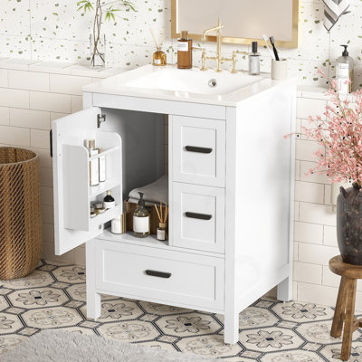 Bathroom Vanity With Double-Layer Door Shelf