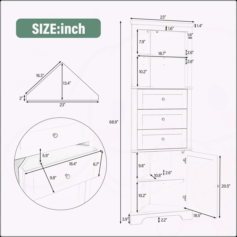 Versatile Triangle Cabinet With Multiple Storage Options For Various Rooms