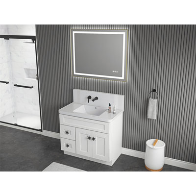36.00'' Single Bathroom Vanity with Wood Top