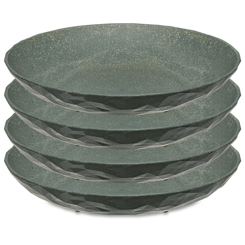 Koziol set of 4 deep plates, plastic and wood mix, nature wood, 22cm, in Grey