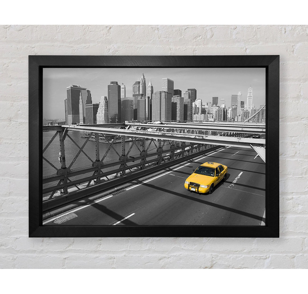 Gelbes Taxi auf der Brooklyn Bridge 1 - Druck