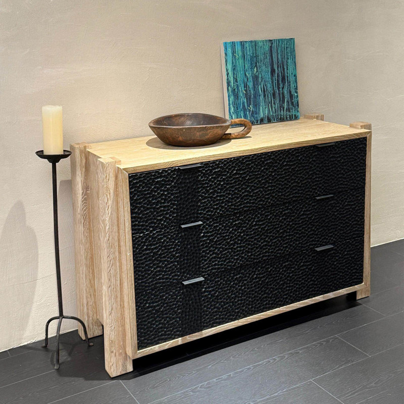 Armoire d'entrée en bois massif Wabi-Sabi, H 33,9 po x l 55,1 po x P 17,7 po