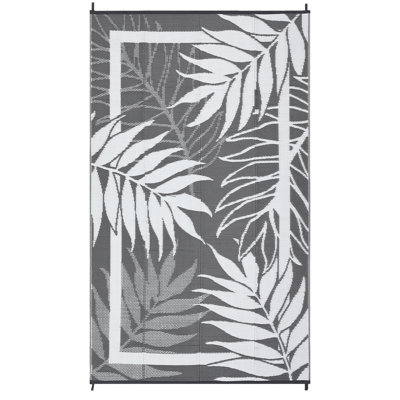 Outdoor Waterproof Reversible Rug – Modern Grey & White Plastic Patio Carpet, UV & Fade Resistant, Non-Slip, Easy Clean – For Garden, Deck, Porch, Backyard, Camping – 8x10ft