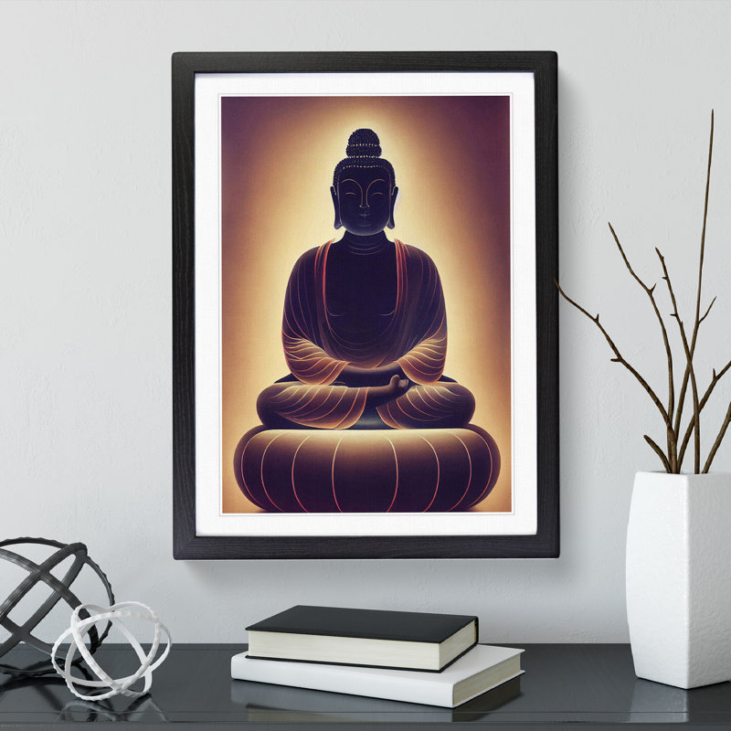 Impressive Buddha - Single Picture Frame Print, Black, 64cm H x 46cm W