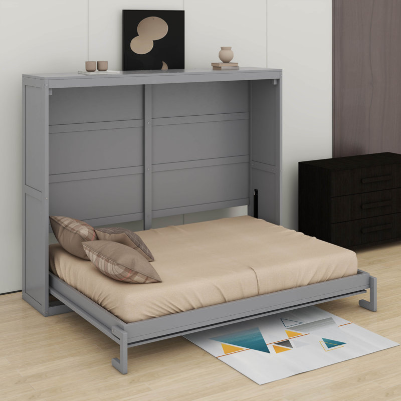 Structure de lit escamotable, lit escamotable moderne, Grand lit, Gris