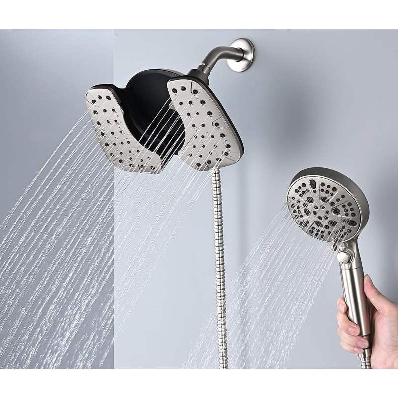 10 Inch 2-in-1 Shower Head Combo: Rain Shower & 10-Setting Handheld with Hose, NIckel