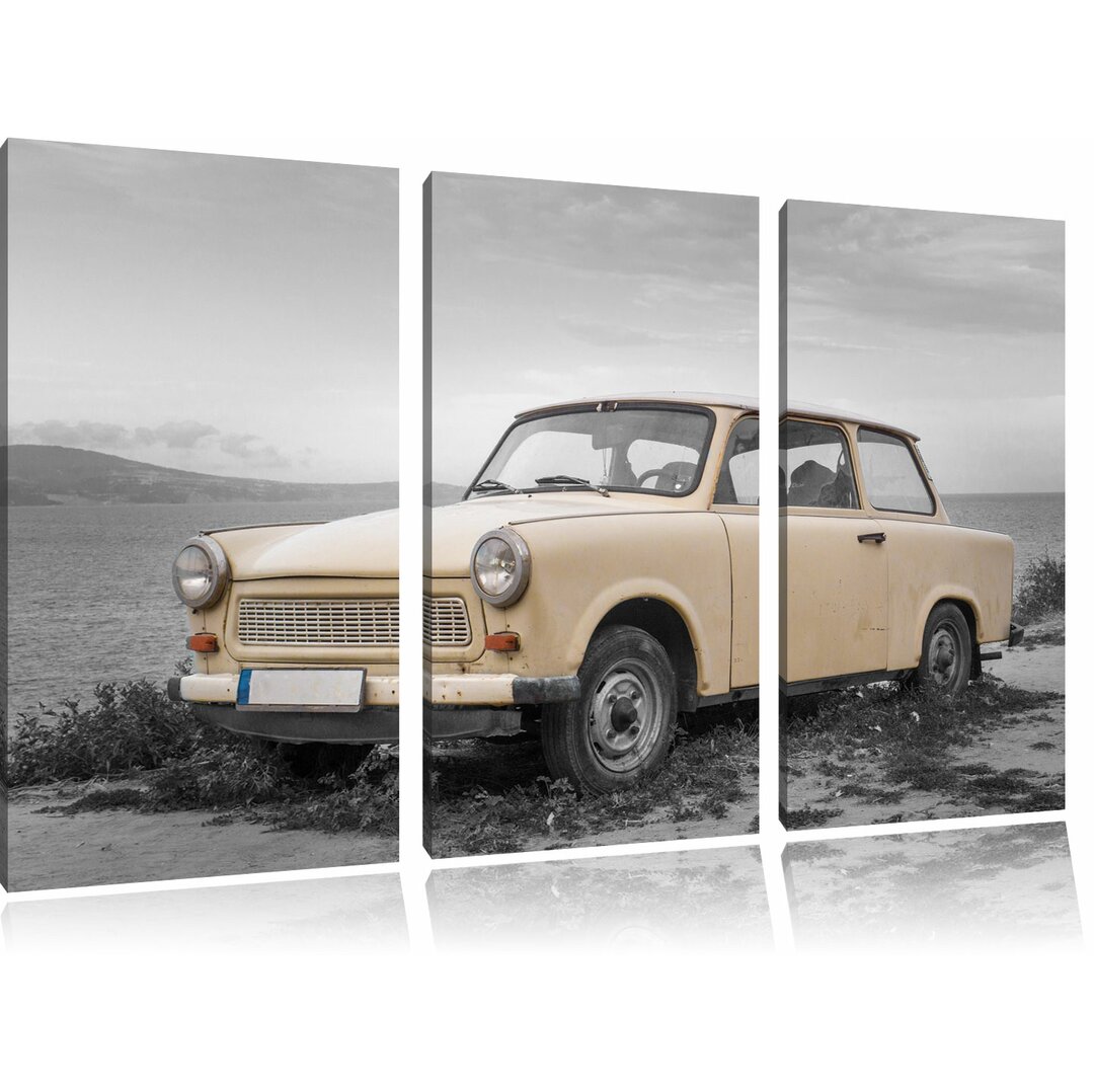 3-tlg. Leinwandbilder-Set „Trabant am Meer", Fotodruck