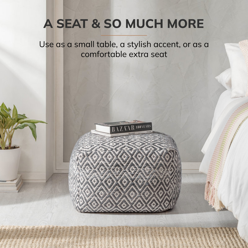 Flintridge Upholstered Pouf, Charcoal