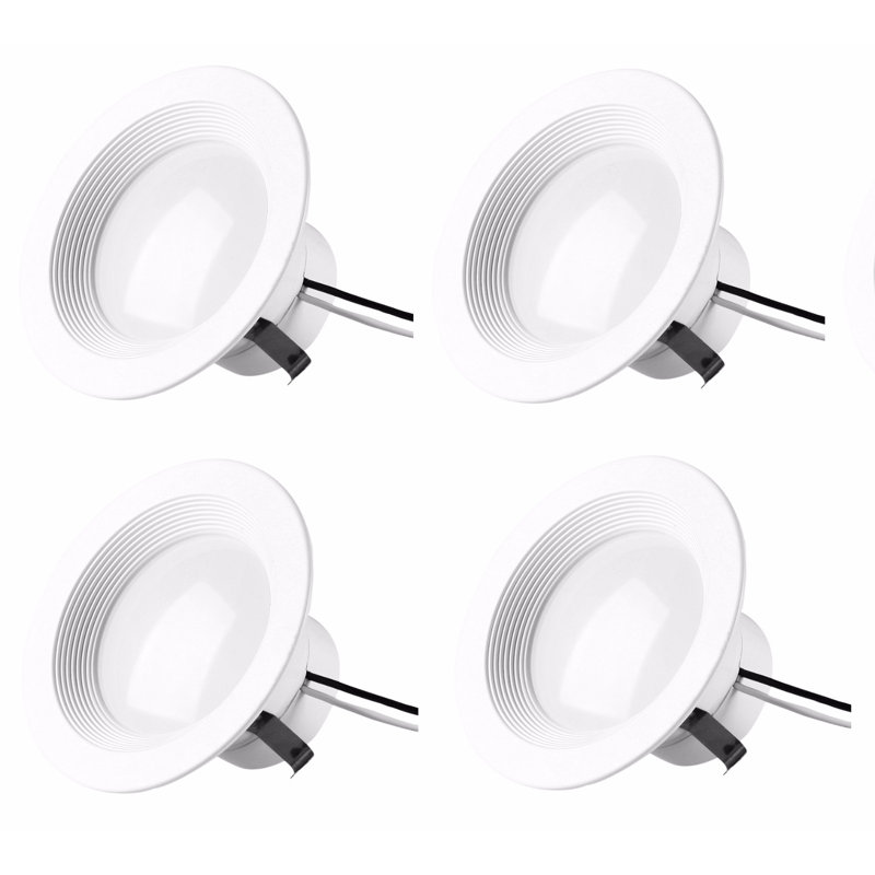 Matte White Aluminum Dimmable LED Retrofit Lights, 4-Pack