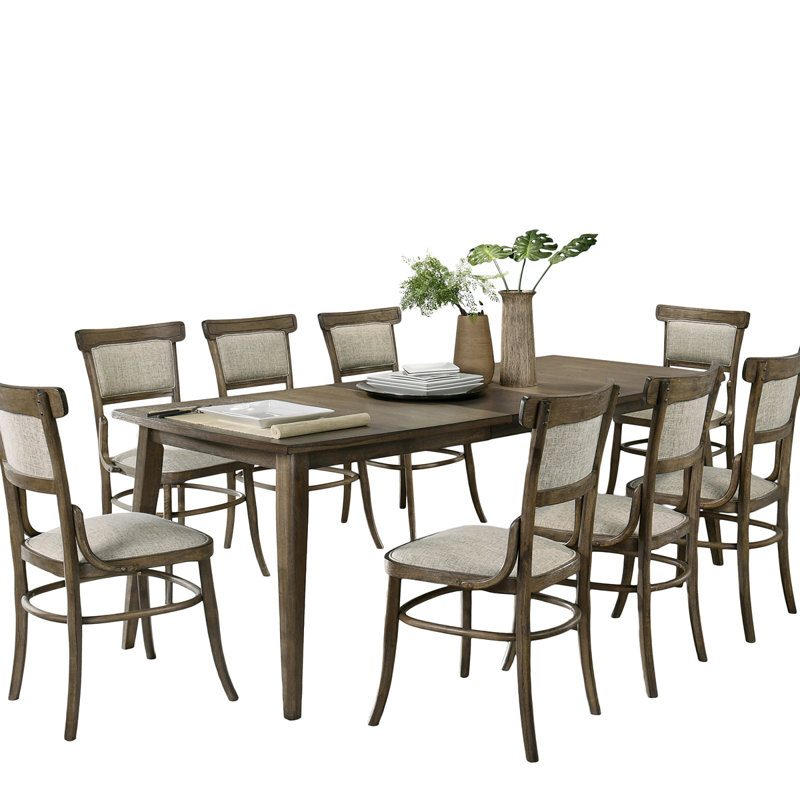 Table de salle à manger rétro Bistro avec rallonge et chaises en tissu
