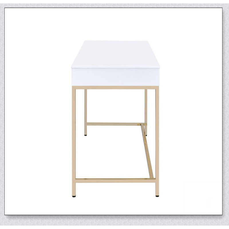 Bureau Ottey blanc brillant et doré