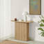 Penny Pillar Round Wood Console Table - Simple & Elegant Scandi Style-673284814