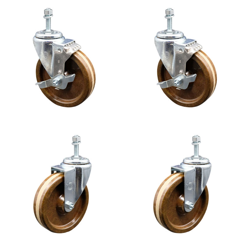 Temp Phenolic Wheel Swivel 3/8 Inch Threaded Stem Caster SCC