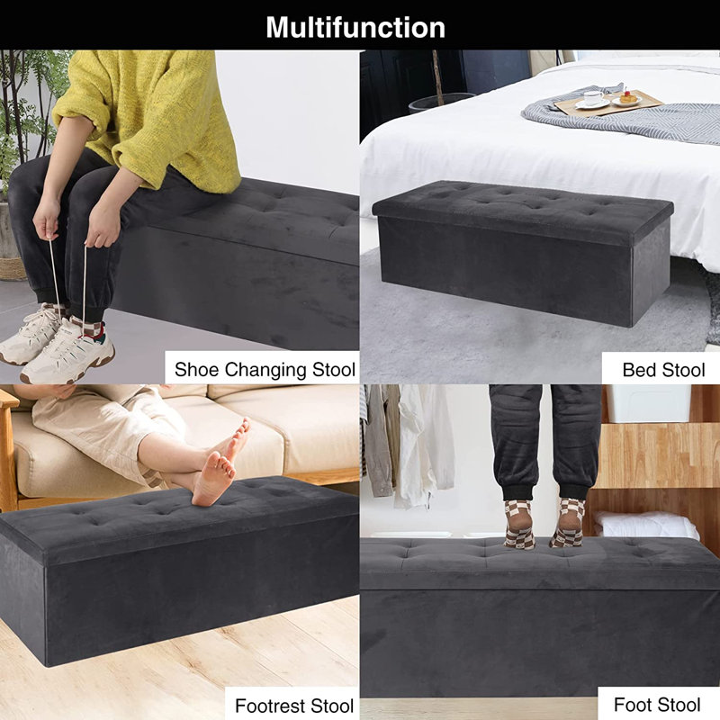 Banc de rangement avec repose-pieds 43 po