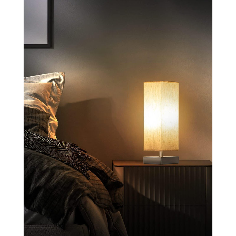 Lampe de table carrée en nickel brossé Modern, Nickel