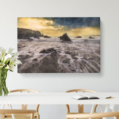 Beach and Rocks - Wrapped Canvas Paining