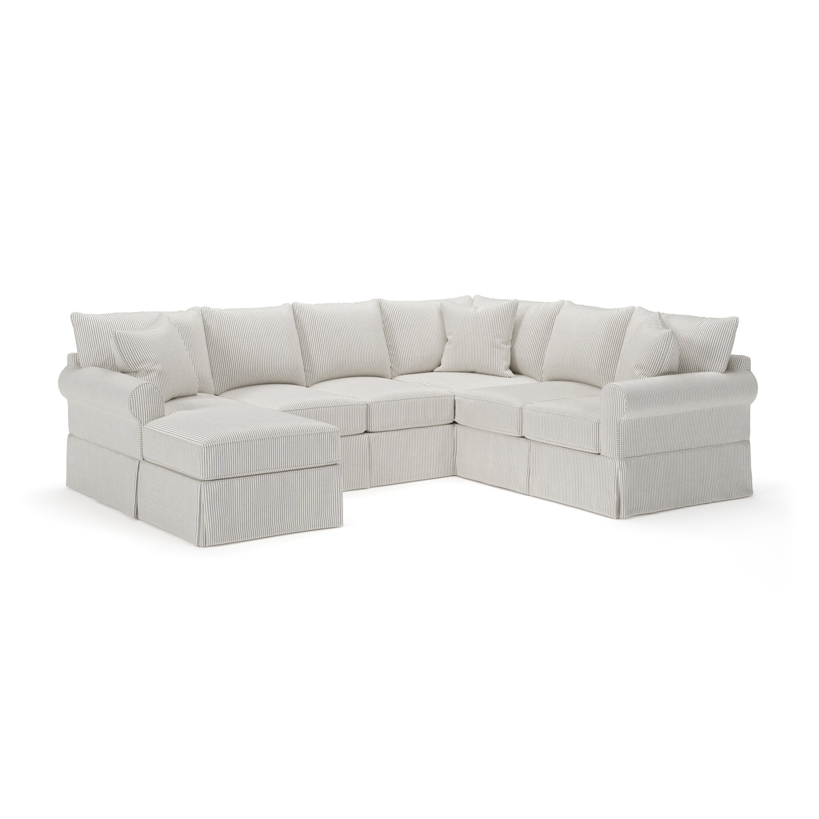 Amari Slipcovered U-Sectional, Left Hand Facing, Cruise Adrift Striped Basketweave