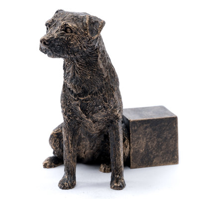 Border Terrier Dog Bronze Coloured Planter Feet In Gift Box