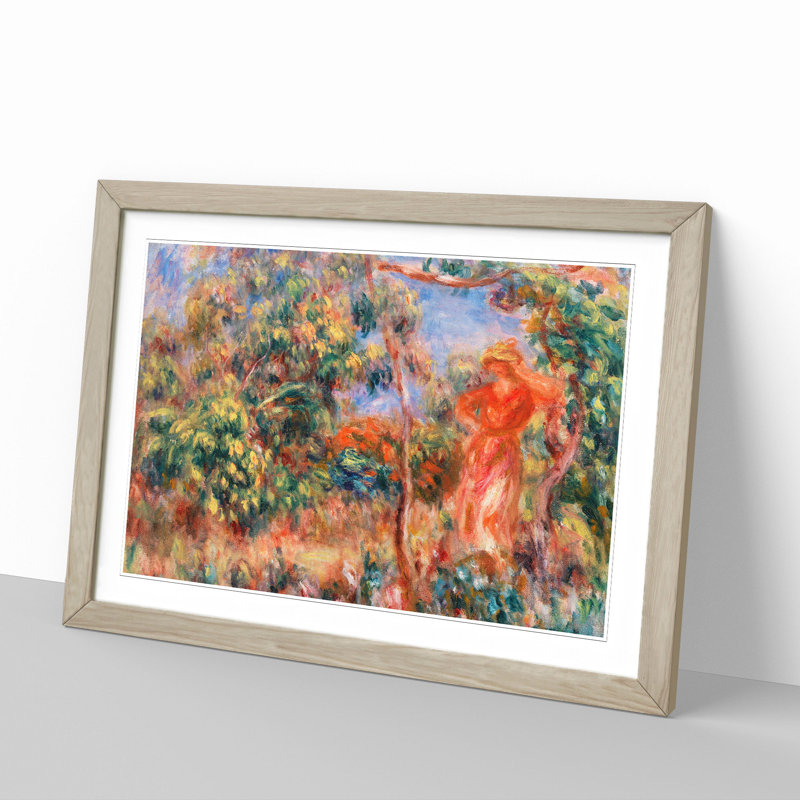 Woman in Red by Pierre-Auguste Renoir - Picture Frame Painting, Oak, 48cm H x 65cm W x 2cm D