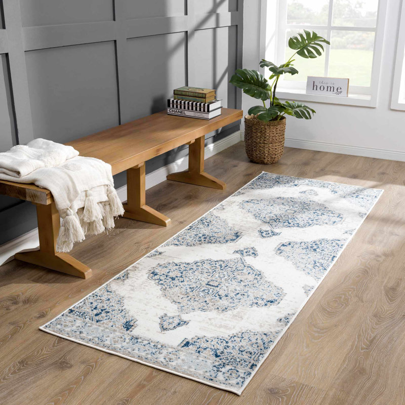 Jahmil Oriental Boho Blue Area Rug, Runner 2'7" x 7'3"