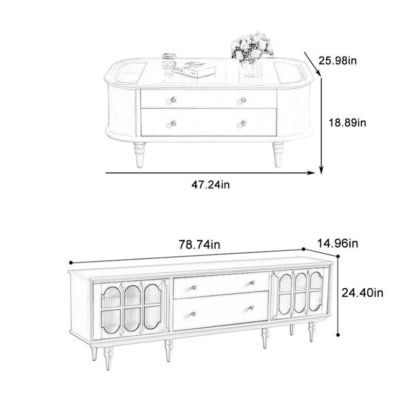 Space-saving and secure TV stand and coffee table
