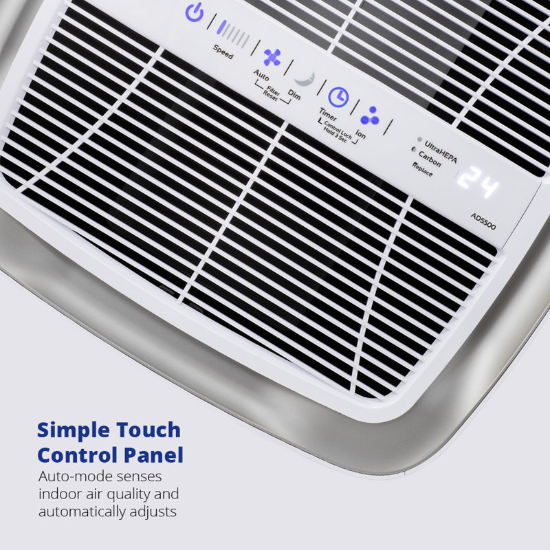 White UltraHEPA Console Air Purifier with Odor Absorbing Filters