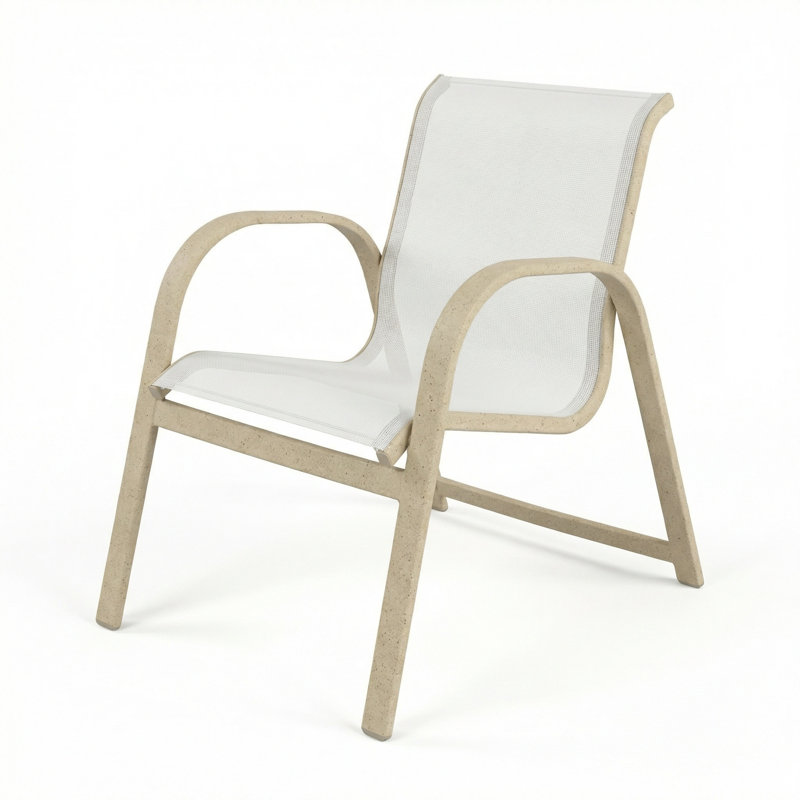 Windward Outdoor Anna Maria Arm Chair, White Sling/Sandea