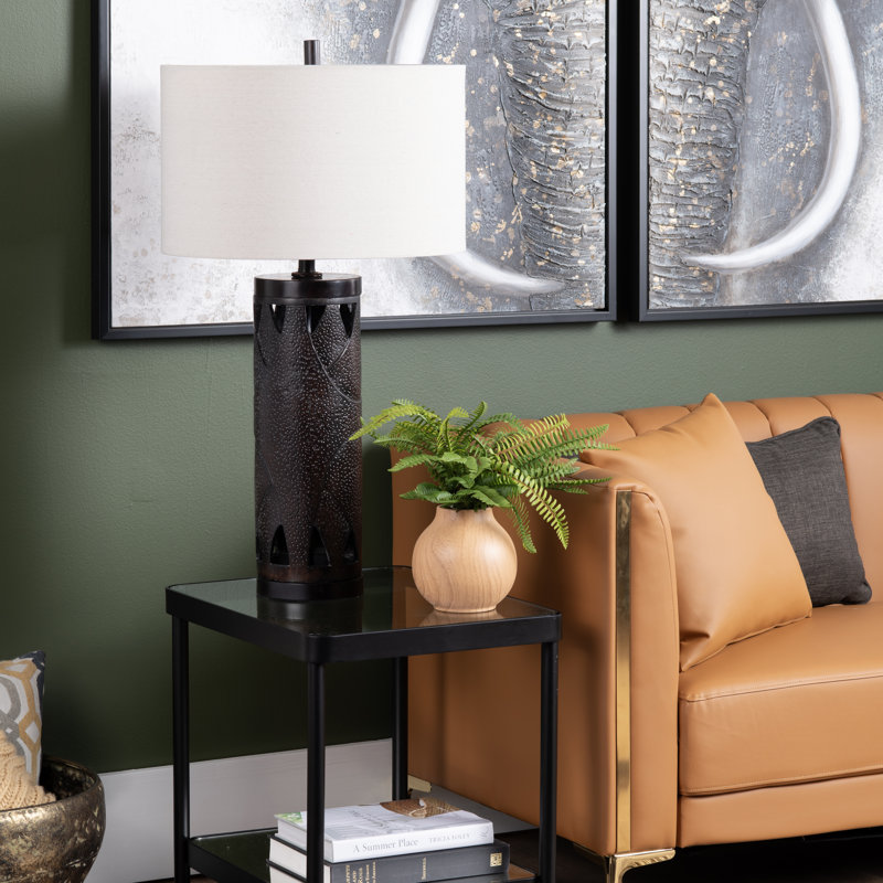 33.5" Resin Table Lamp With Tan Shade