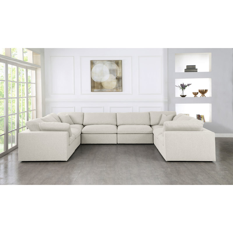 Canapé modulaire Burrows, Tissu crème texturé en lin
